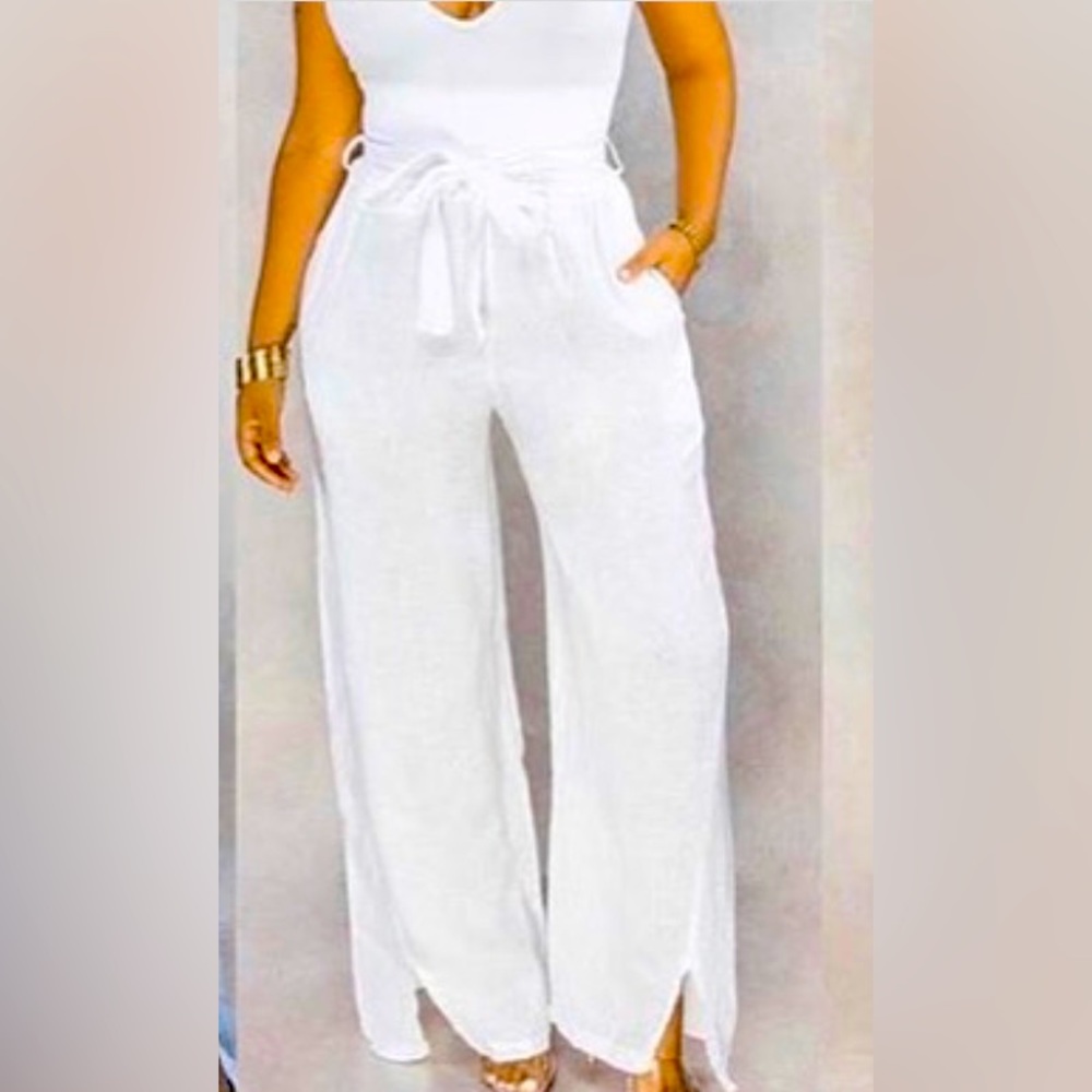 White linen pants